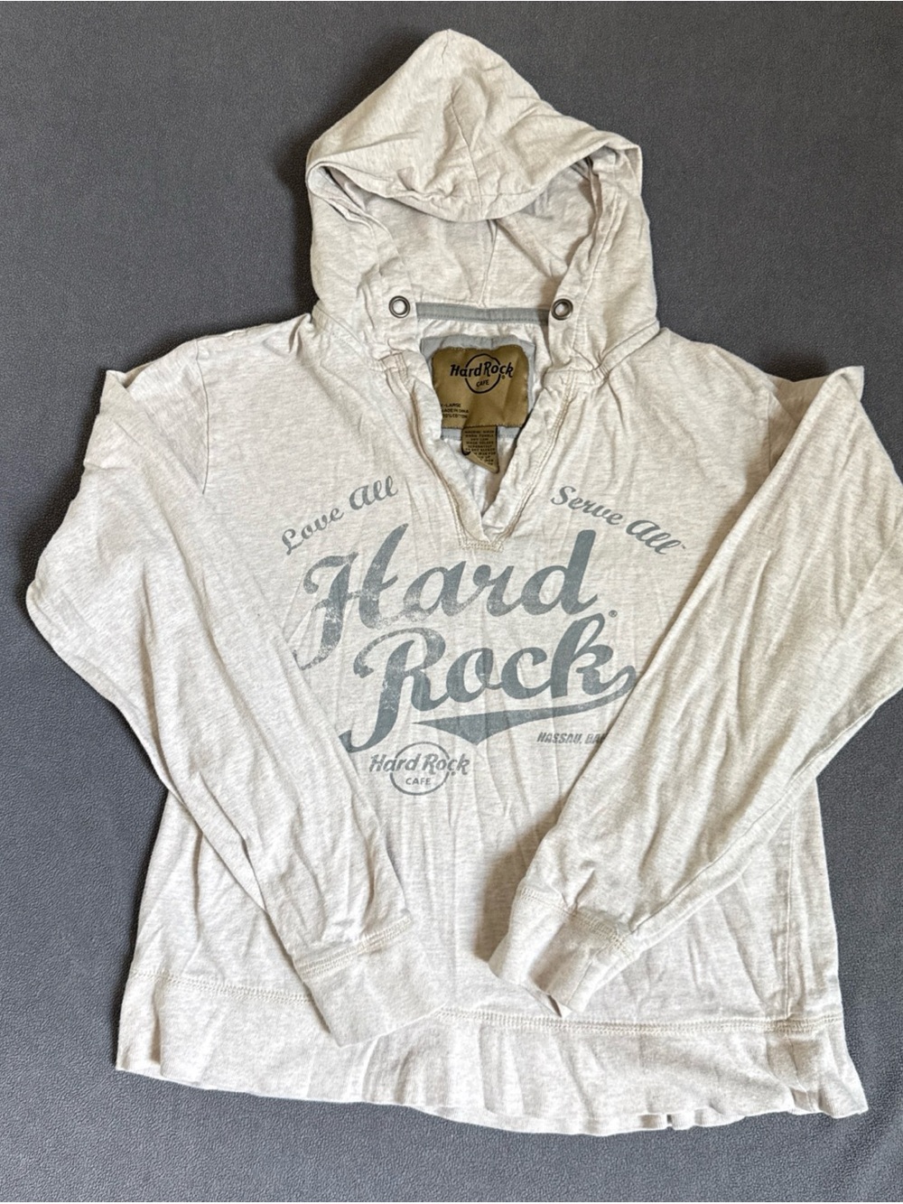 Hard Rock Cafe Light Gray Hooded Pullover - Hard Rock Cafe Cafe Size XL